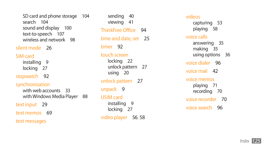 Samsung GT-I5800 user manual 104, Text-to-speech  